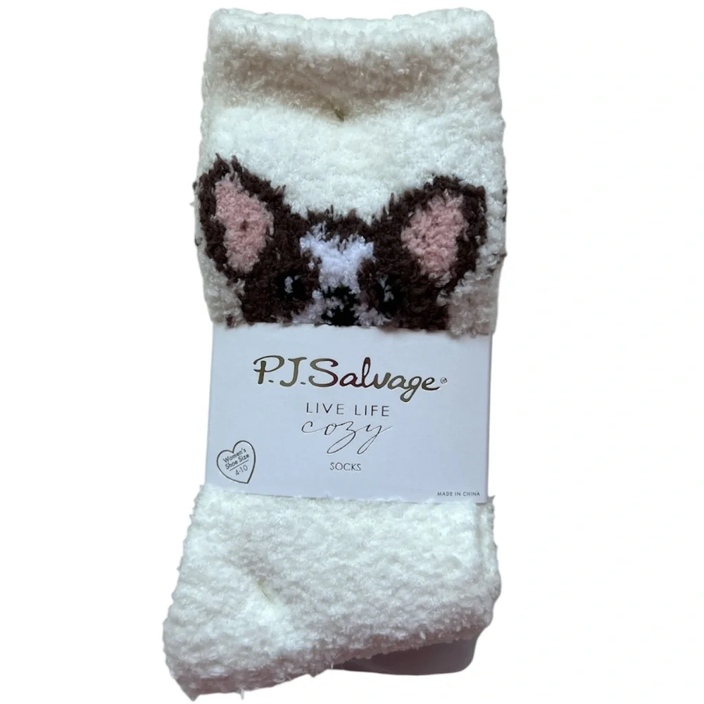 PJ Salvage 2-Pack Socks with Frenchies and Paw Prints NWT